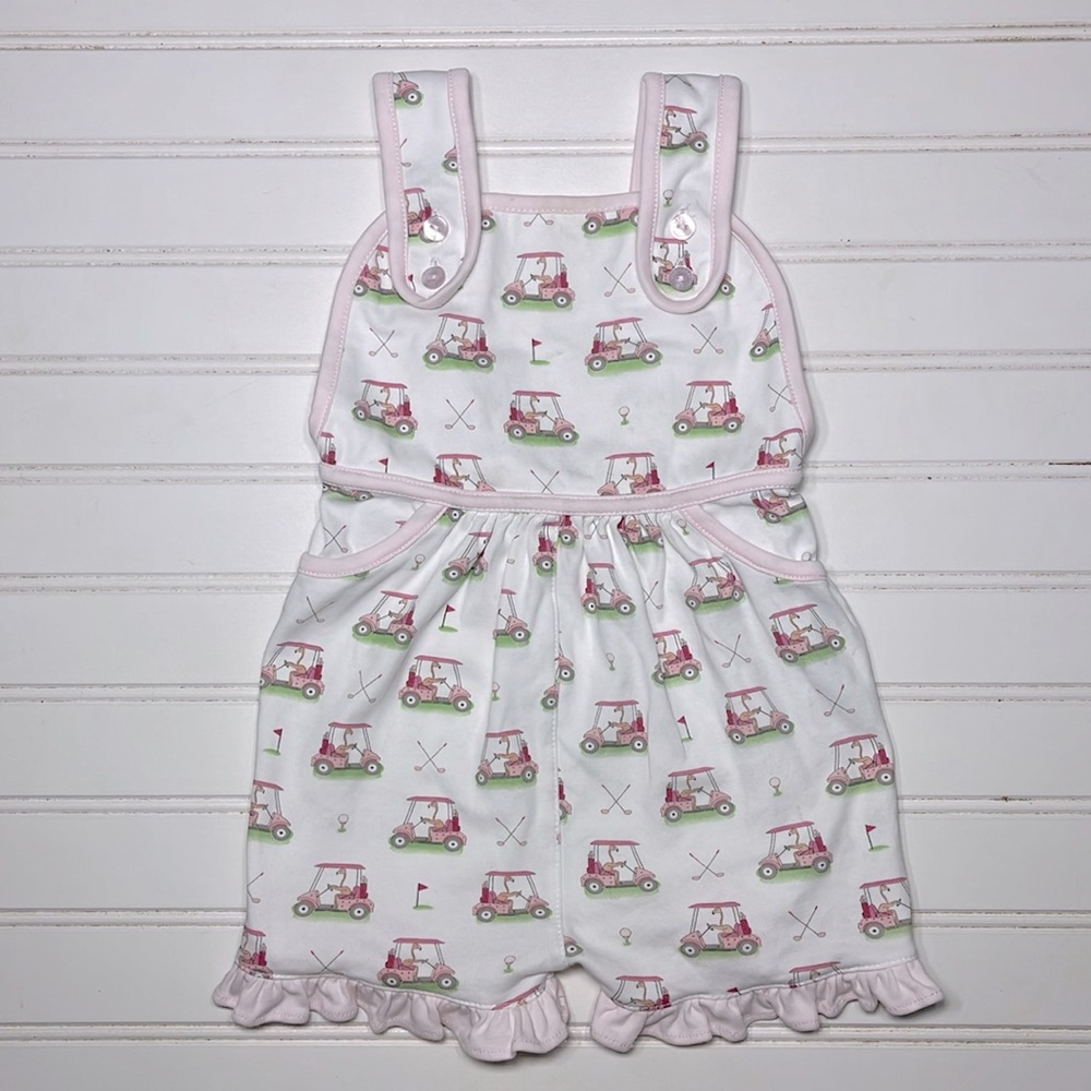 BABY LOREN THE BEST DRESSED CHILD VGUC 100% Pima Cotton Flamingo Golf Romper